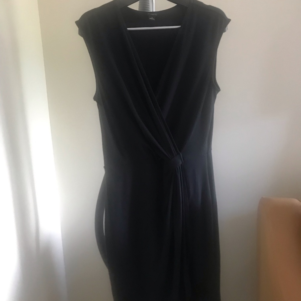 Long black dress with tie in front
